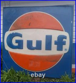 Vintage Gulf Gas Station 5ft x 5ft Plastic Advertising Sign Roadside Display