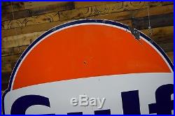 Vintage Gulf Porcelain Sign 60's Oil Advertising Gas Station Porsche Ford Racing