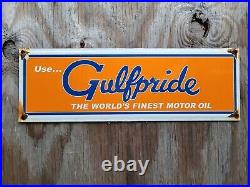 Vintage Gulfpride Porcelain Sign Old Motor Oil Gas Petroleum Advertising Sales