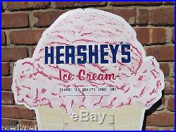 Vintage HERSHEY'S ICE CREAM Advertising Sign embossed large figural cone dairy