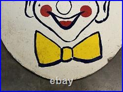 Vintage Hand-Painted Wood Carnival Clown Carousel Sign-Rare29.5 Inch