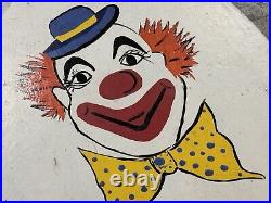 Vintage Hand-Painted Wood Carnival Clown Carousel Sign-Rare29.5 Inch