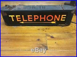 Vintage Hanging Telephone Booth Lighted Sign 21