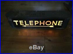 Vintage Hanging Telephone Booth Lighted Sign 21