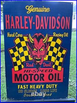 Vintage Harley Davidson Motorcycle Gasoline Porcelain Service Station Plate Sign