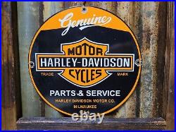 Vintage Harley Davidson Motorcycle Porcelain Sign Gas Oil Dealer Parts & Service