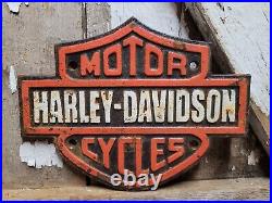 Vintage Harley Davidson Motorcycle Sign Dealer Service Sales Cast Iron Biker