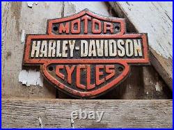 Vintage Harley Davidson Motorcycle Sign Dealer Service Sales Cast Iron Biker