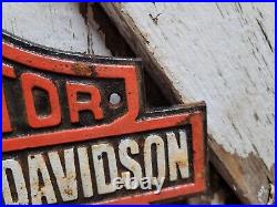 Vintage Harley Davidson Motorcycle Sign Dealer Service Sales Cast Iron Biker