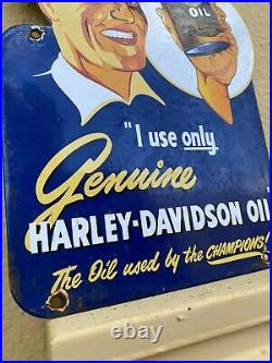 Vintage Harley Davidson Porcelain Sign Motorcycle Dealer American Biker Gas Oil