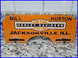 Vintage Harley Davidson Porcelain Sign Motorcycle Tag Topper Dealer Sales Gas