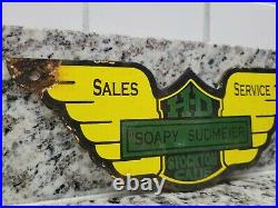 Vintage Harley Davidson Porcelain Sign Soapy Sudmeier Motorcycle Oil Gas Service