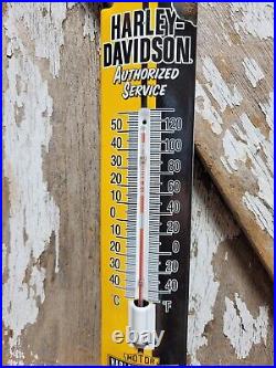 Vintage Harley Davidson Porcelain Sign Thermometer Gas Motorcycle Dealer Sales