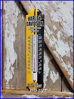 Vintage Harley Davidson Porcelain Sign Thermometer Gas Motorcycle Dealer Sales