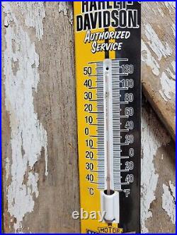 Vintage Harley Davidson Porcelain Sign Thermometer Gas Motorcycle Dealer Sales