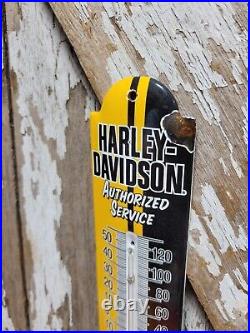 Vintage Harley Davidson Porcelain Sign Thermometer Gas Motorcycle Dealer Sales