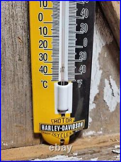 Vintage Harley Davidson Porcelain Sign Thermometer Gas Motorcycle Dealer Sales