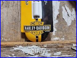 Vintage Harley Davidson Porcelain Sign Thermometer Gas Motorcycle Dealer Sales