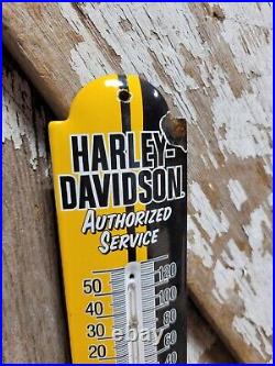 Vintage Harley Davidson Porcelain Sign Thermometer Gas Motorcycle Dealer Sales