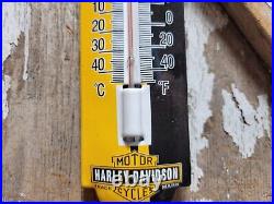 Vintage Harley Davidson Porcelain Sign Thermometer Gas Motorcycle Dealer Sales