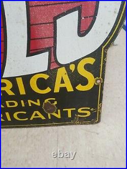 Vintage Harris Oil America's Leading Lubricants Porcelain Sign RARE