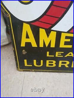 Vintage Harris Oil America's Leading Lubricants Porcelain Sign RARE