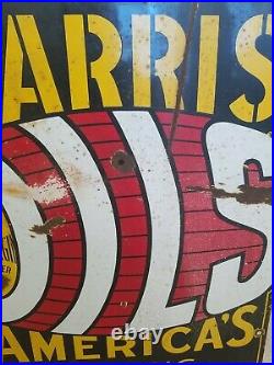 Vintage Harris Oil America's Leading Lubricants Porcelain Sign RARE