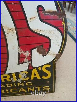 Vintage Harris Oil America's Leading Lubricants Porcelain Sign RARE