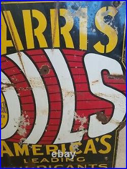 Vintage Harris Oil America's Leading Lubricants Porcelain Sign RARE