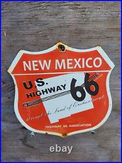 Vintage Highway 66 Association Porcelain Sign Old New Mexico Gas Oil Roadway