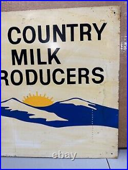 Vintage Holstein Dairy Metal Sign Farm Milk Feed Original 20x28 Double Sided