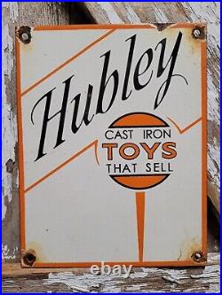 Vintage Hubley Porcelain Sign Toy Train Game Soilder Gas Station Oil Service USA