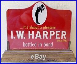 Vintage I. W. Harper Gold Metal Whiskey Advertising Display Sign Kentucky Bourbon