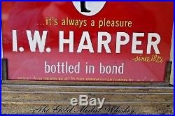 Vintage I. W. Harper Gold Metal Whiskey Advertising Display Sign Kentucky Bourbon