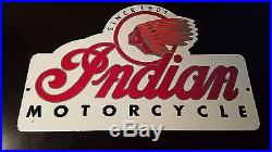 Vintage INDIAN MOTORCYCLE SINCE 1901 Thick Porcelain Auto, Gas & Oil Sign