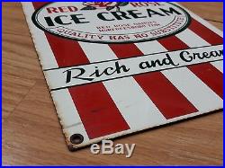 Vintage Ice Cream Sign Red Rose Heavy Porcelain Murfreesboro, Tennessee, USA