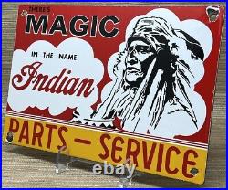 Vintage Indian Magic Porcelain Sign Motorcycles Man Cave Garage Sign Chief Hog