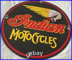 Vintage Indian Motorcycle Porcelain Sign Gas Chief Biker America Harley Davidson