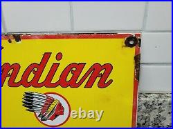 Vintage Indian Motorcycle Porcelain Sign Metal Dealer Service Sales Advertising