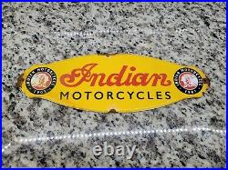 Vintage Indian Motorcycle Porcelain Sign Oil Gas Dealer Sale Service Door Plaque
