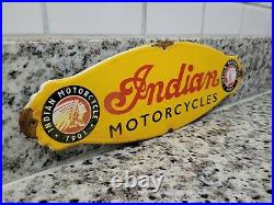 Vintage Indian Motorcycle Porcelain Sign Oil Gas Dealer Sale Service Door Plaque