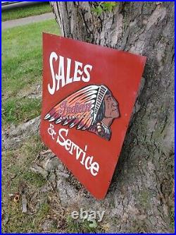 Vintage Indian Motorcycle Sales & Service Metal Sign 3D Dealer Advertising Rare