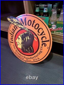 Vintage Indian Motorcycle Sign Metal Sales & Service Hendee Gas Oil Springfield