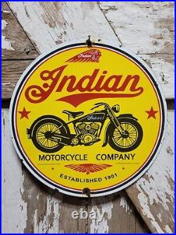 Vintage Indian Motorcycles Porcelain Sign Biker Sales Parts Service Dealer Shop