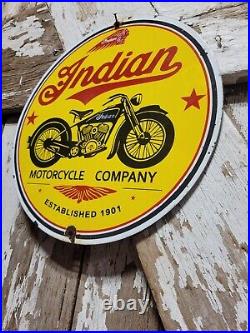 Vintage Indian Motorcycles Porcelain Sign Biker Sales Parts Service Dealer Shop