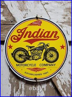 Vintage Indian Motorcycles Porcelain Sign Biker Sales Parts Service Dealer Shop