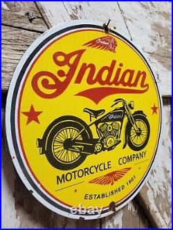 Vintage Indian Motorcycles Porcelain Sign Biker Sales Parts Service Dealer Shop