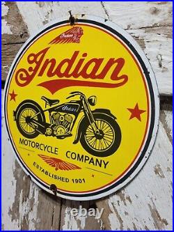 Vintage Indian Motorcycles Porcelain Sign Biker Sales Parts Service Dealer Shop