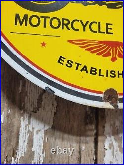 Vintage Indian Motorcycles Porcelain Sign Biker Sales Parts Service Dealer Shop