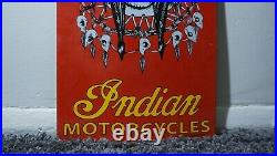 Vintage Indian Motorcycles Porcelain Sign Chief Gas Oil Station Pump Plate Rare